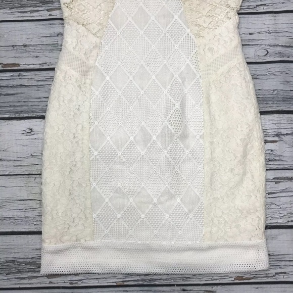 Greylin Revolve Dress Bodycon Sleeveless Ivory White Lace Cocktail Stretchy Sz M - Picture 6 of 8